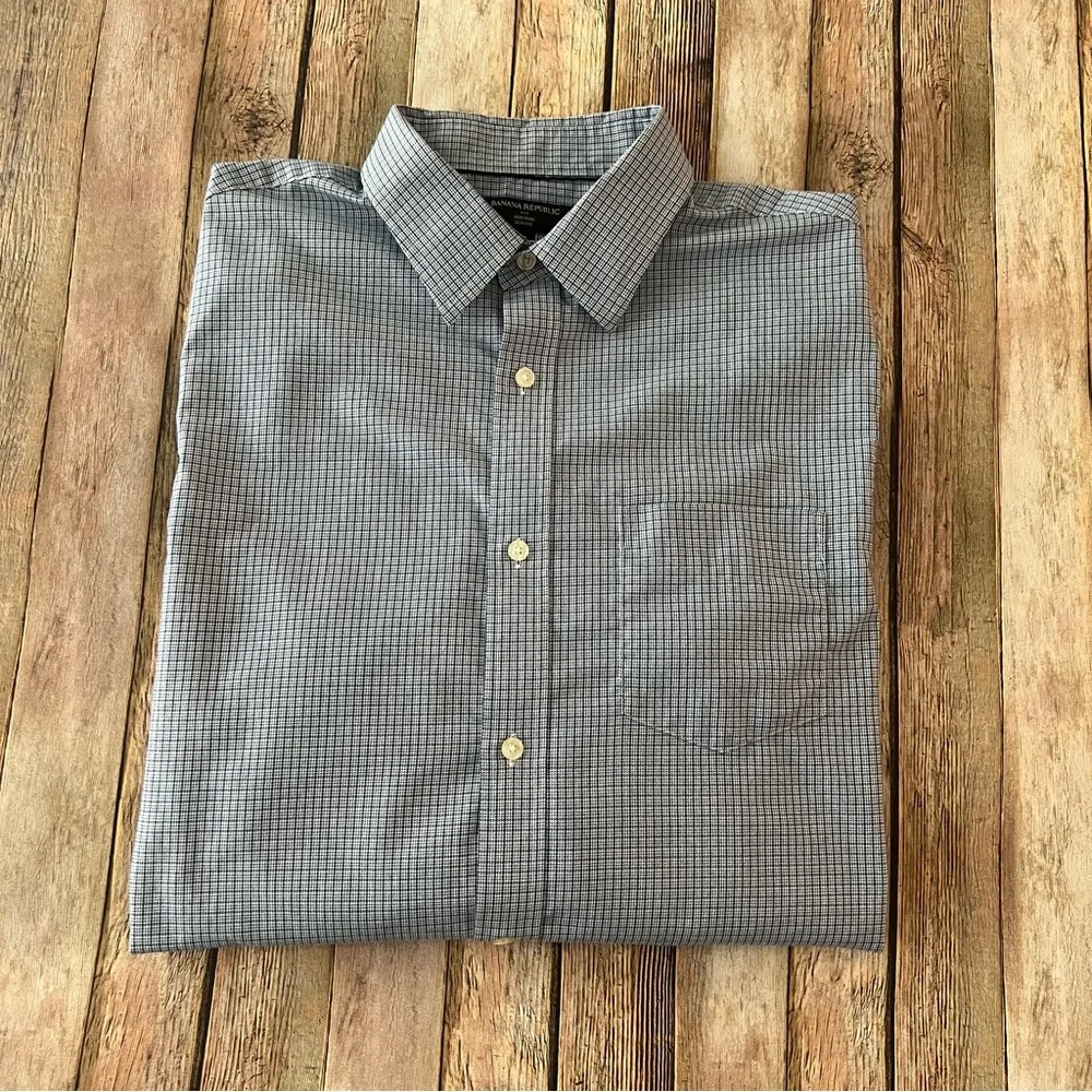 Banana Republic mens long sleeve plaid non-iron button down shirt | size XL